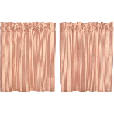 Sawyer Mill Red Ticking Stripe Tier Curtain Set of 2 L36xW36 VHC Brands - The Fox Decor